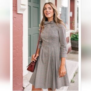 Gal Meets Glam Blanche Dress Plaid Bow Size 2